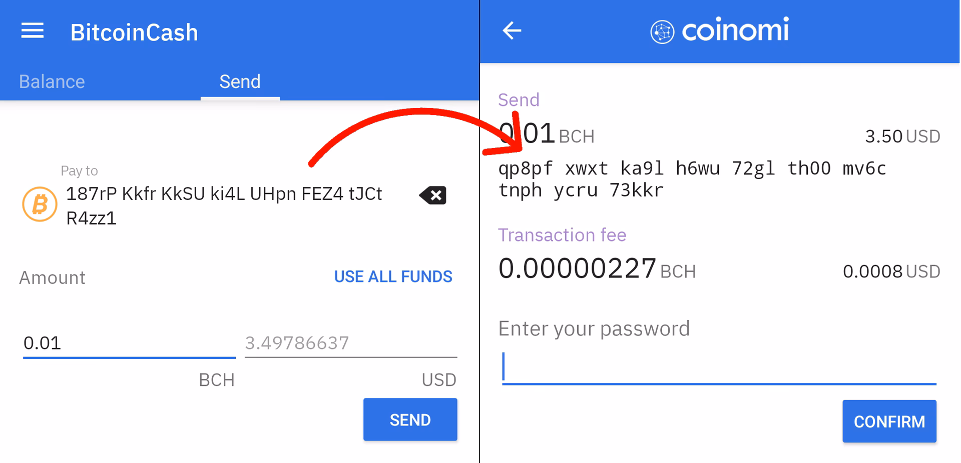 Can I send BTC to a BCH address?
