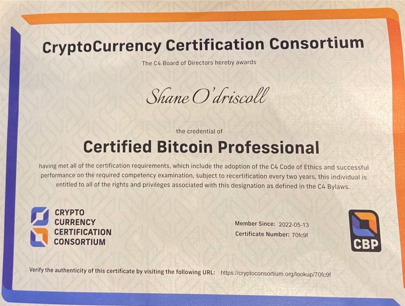 Is a certified Bitcoin professional a real thing?