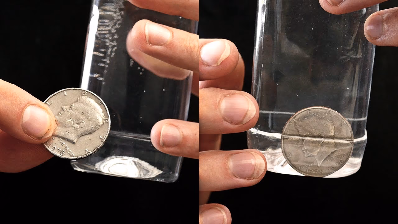 How do you do the coin in water magic trick?