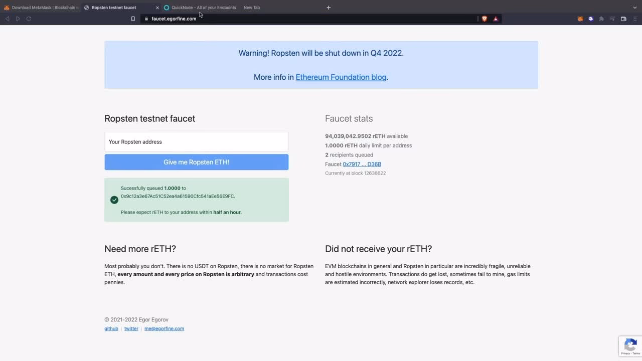 What is the network ID of Ropsten?