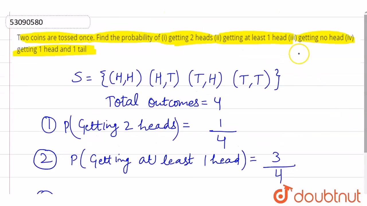 What is the probability of getting two coin heads?