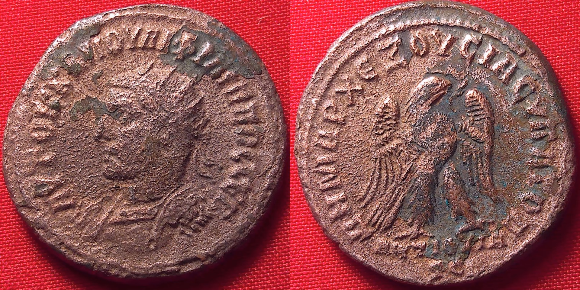 Which Roman emperor has a radiate crown on a coin?