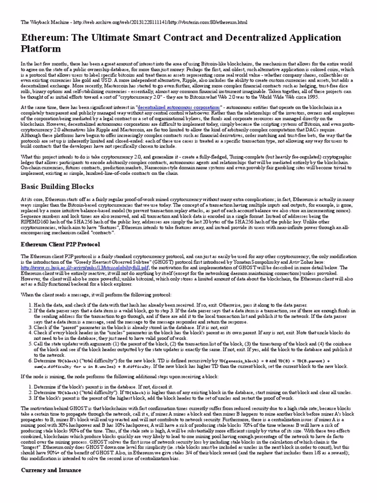 What is Ethereum white paper?